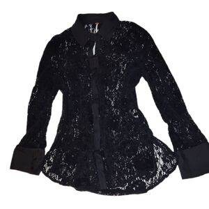 Free People Black Lace Women's Top
